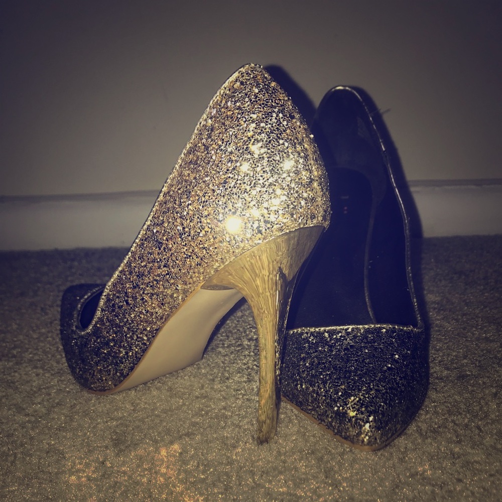 Gold and silver ombré heels